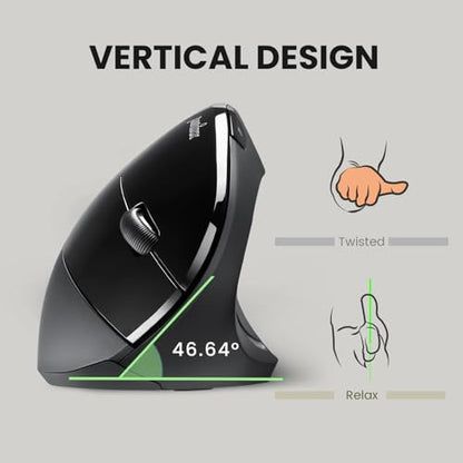 Perixx PERIMICE-713 Wireless Ergonomic Vertical Mouse - 800/1200/1600 DPI - Right Handed - Recommended with RSI User - style: Wireless