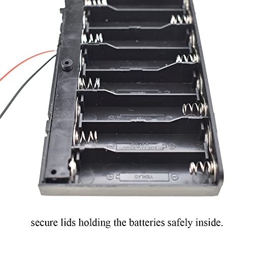 HAHIYO 12V 8AA Battery Holder Bundle with Wire Sturdy Cover Flexible Springs Contact Build-in Switch Batteries Black Case Easy Install 2 Pieces for Wall Clocks Ham Radio Kids Toys - style: 8AA-2P