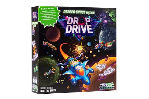 Phase Shift Games Drop Drive Deeper Space Edition Bundle, 2-5 Players | Phase Shift Games Drop Drive: Deeper Space Edition; deluxe sci-fi board game bundle; 2-5 players; ages 8+ | Base Game, Strange Signals Expansion, 5th Captain Pack, Luxury Links, Upgra