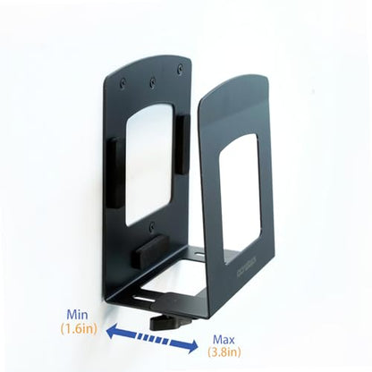 Adjustable Electronic Device Wall Mount|Universal Holder for Small Computers, Gaming Consoles（Xbox 360，Xbox One, PS4），Mini PC，Small Form Factor Desktop Tower, UPS .Fits 1.6" to 3.8" Width