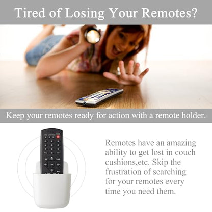 noonebutyou 3 Pcs Remote Control Holder Wall Mount Self Adhesive Remote Case Hole-Free Storage Organizer Wall Pencil Holder Phone Charging for Home Office School(White) - color: White