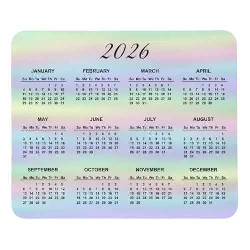 2026 Calendar Mouse Pad Floral Mousepad Desk Accessories Office Decor Mouse Mat Happy New Year 9.5"x8" Color:Calendar Colorful 2026 - color: Calendar Colorful 2026, size: 9.5"x8"
