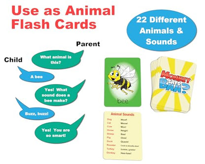 Monkey Says Baa? – Animal Matching Game for Kids Ages 4 and Up | Fun Preschool Learning Activities with Mimicked Animal Sounds & Charades for Sensory Play – Birthday Gift for Boys & Girls