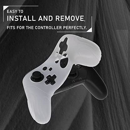 playvital Samurai Edition Ergonomic Silicone Skin Protective Case for Nintendo Switch Pro, Soft Anti-Slip Controller Grip Protector for Nintendo Switch Pro with Thumb Grips - Clear White - color: Clear White