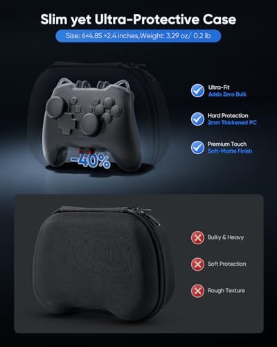 Tiiletzote Protective Travel Case for Nintendo Switch 2 Pro Controller | Hard Shell 1:1 Fit Portable Carrying Case, Magnetic Closure, Joystick Protection, Dust-Resistant, Anti-Scratch, Shock-Proof - color: Black