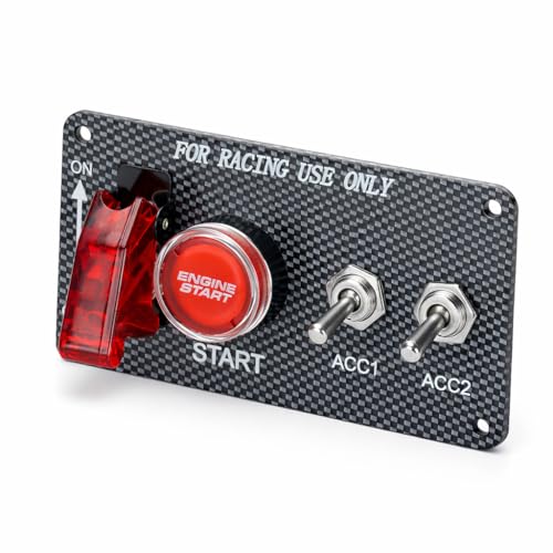 MGI SpeedWare 12V Racing Ignition Switch Panel with Push Start – Toggle Panel Kit for Race Car, Truck, & Boat (4-Switch) - size: 4-Switch