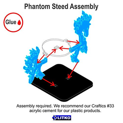 LITKO Phantom Steed Character Mount | Compatible with D&D & Pathfinder | Fluorescent blue acrylic phantom steed mount | 2-inch square base | 30mm platform for hero | Requires glue assembly - style: 2-Inch Square Base