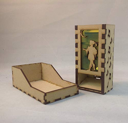 Bard Mini Dice Tower v1 Neon Green Acrylic Window Laser Cut MDF Unique Gift