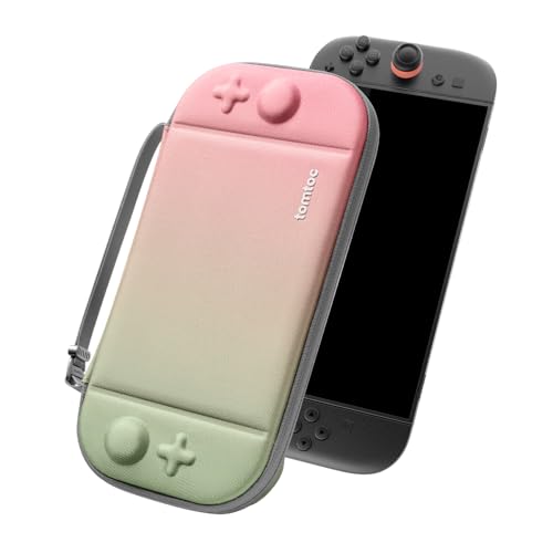 tomtoc Slim Carring Case for Nintendo Switch 2, Military Grade Protection | Odorless Felt Protective Hard Shell with 12 Game Card Slots, Portable Travel Storage Bag with Original Patent, Soft Interior - color: Cherry Blossom