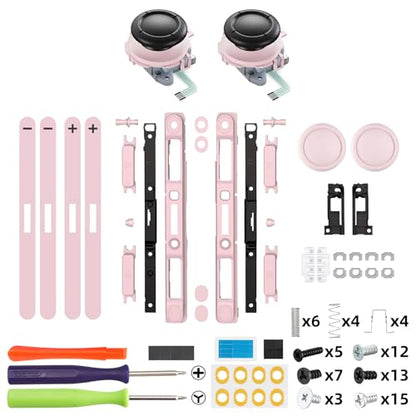eXtremeRate Replacement 3D Joystick & Thumb Grips & Side Rail Shell Buttons for Nintendo Switch 2 JoyCon, Console Rail Stickers Left Right Analog Thumbsticks Caps for Switch 2 - Cherry Blossoms Pink - color: Cherry Blossoms Pink