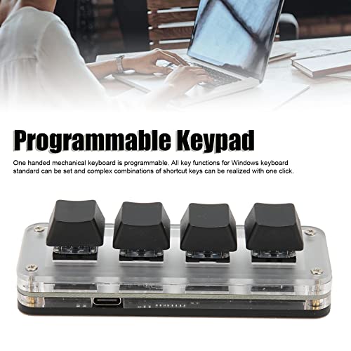 One Handed Programmable Mechanical Keyboard, OSU Keypad Macro Keyboard with Knob, PC Gaming Keyboards, 4 Keys, for for Vista, for Linux, for OS X
