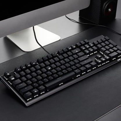 Hexgears GK735 Mechanical Gaming Keyboard Kailh Box White Switch 104 Keys ABS Keycaps Wired Gaming Keyboard with White LED Backlight, Ergonomic Design for Windows Laptop PC Mac (No Light Strip) - color: Black, size: Clicky