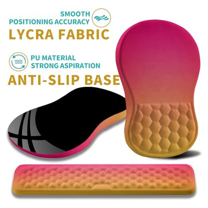 Hokafenle 2 in 1 Ergonomic Mouse Pad Wrist Support & Wrist Rest for Computer Keyboard Set, with Relieve Carpal Tunnel Pain Massage Bulge and Full Memory Gel Design (2In1 Set, Sunset Glow) - color: Hk022-sunset Glow