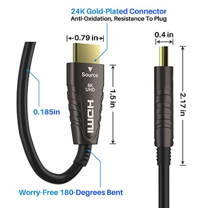 Adoreen 8K Fiber Optic HDMI 2.1 Cable 30 Feet, Active Optical HDMI Cord for 8K@60Hz 4K@120Hz 2K@240Hz Dynamic HDR eARC HDCP2.2&2.3 4:4:4 3D,Compatible PS5/PS4,Ultra HD TV(9.15m) - size: 30FT