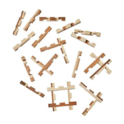 Bits and Pieces Wooden Brain Teaser Puzzle - Wood Cube Logic Puzzles, 3D Puzzles for Adults