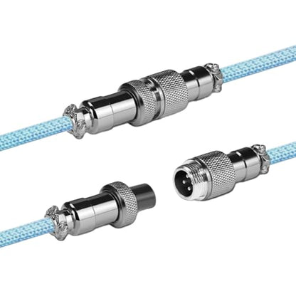 USB C Coiled Keyboard Cable,Custom 1.5ft Coil + 3ft Extension Mechanical Keyboard Cable with Detachable Metal Aviator,Nylon Braided USB C to USB A for Gaming Keyboard, PC,Computer Gamer & Enthusiasts - color: Blue
