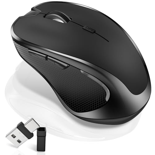 Mouse for MacBook Bluetooth Wireless Mice Laptop Mac Pro iPad with Jiggler | Wireless Bluetooth Rechargeable Silent Optical Mouse Dual Mode Switch Bluetooth 5.2/3.0 and 2.4GHz USB Type-C Receiver Black - color: 1.Bluetooth Wireless Mouse (Black)