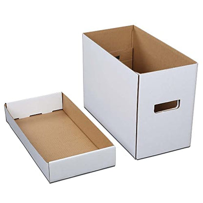 CROSSDESIGN Comic Book Storage Boxes 3 Pack, Corrugated Cardboard Moving Organizer with Handles & Collapsible Lids, Holds 150-175 Comics, 15.8" x 11.42" x 8" | Organizer with Handles & Collapsible Lids, Holds 150-175 Comics, 15.8" x 11.42" x 8" - size: 3