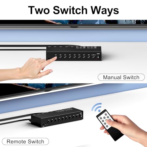 Y.D.F 4 Way HDMI 2.0 Switcher + 4 RCA to HDMI Converter(2 in 1) 4 Way AV Composite CVBS Switch to HDMI Adapter Support 4:3/16:9 Switching for N64 NGC Wii Xbox PS2/3/4/5 Xbox Series/ONE Switch