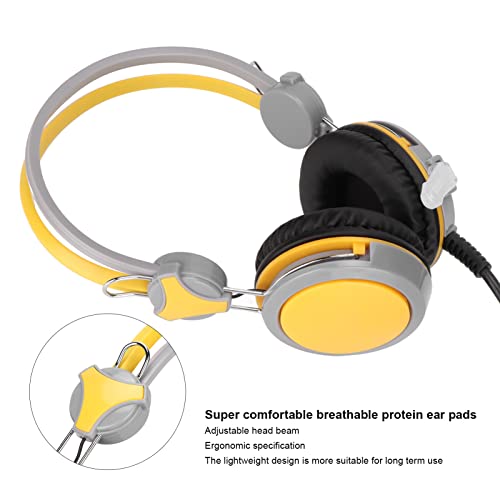 Noise Cancelling Gaming Headphones Clear Sound and Microphone for Computer Players (Yellow) - color: Yellow