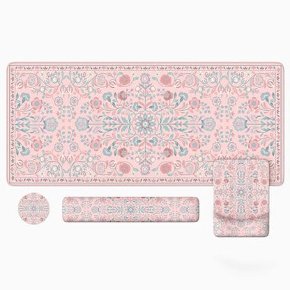 iLeadon Pink Desk Mat Set, Ergonomic Mouse Pad with Wrist Rest | Non-Slip Base Gaming Mouse Pad with Keyboard Wrist Pad, Anti-Fatigue Desk Mat with Wrist Support for Office Home - color: Pink