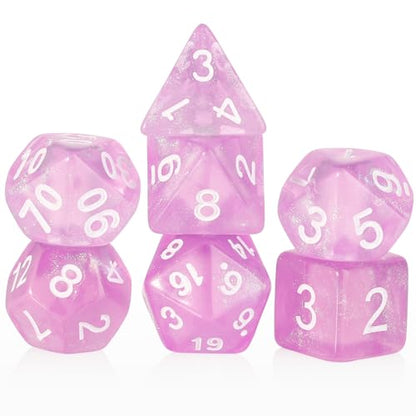 DND Dice Pink Transparent Dice with Color Changing Glitter for Dungeons and Dragons Tabletop Game Role Playing Game,D&D,MTG,Pathfinder Dice Set - color: Glitter Pink