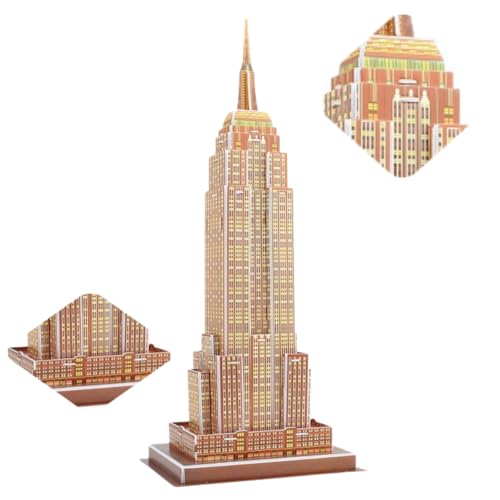 Architecture World Famous of 3D Puzzle.Build Your Own Collection of 17 Global Landmarks (Notre Dame, Colosseum) - Educational DIY Model Kit for Kids & Adults. (Empire State Building) - color: Empire State Building