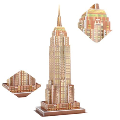Architecture World Famous of 3D Puzzle.Build Your Own Collection of 17 Global Landmarks (Notre Dame, Colosseum) - Educational DIY Model Kit for Kids & Adults. (Empire State Building) - color: Empire State Building