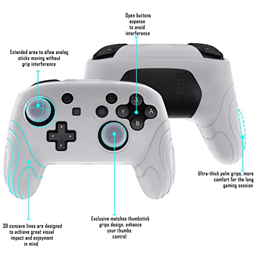 playvital Samurai Edition Ergonomic Silicone Skin Protective Case for Nintendo Switch Pro, Soft Anti-Slip Controller Grip Protector for Nintendo Switch Pro with Thumb Grips - Clear White - color: Clear White