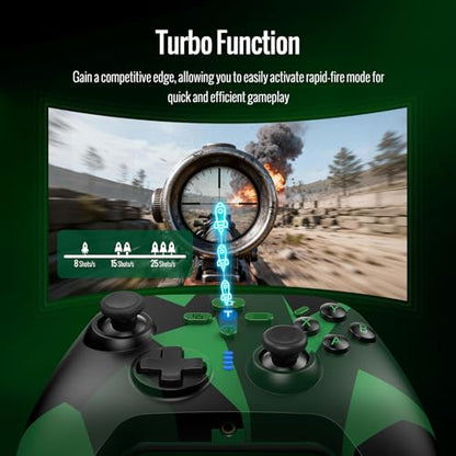BETMI Wireless Controller Compatible with Xbox|PC, Built-in Audio Jack | Built-in Audio Jack/Macro/Turbo/Hall Effect Joysticks/2.4GHz Dongle, Compatible with Xbox One, Series X/S (Green/Black)