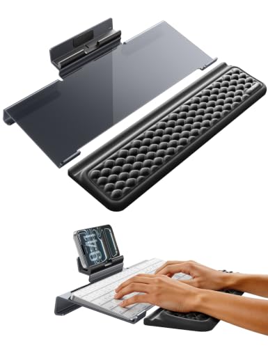 Vaydeer Wrist Rest with Keyboard Stand and Phone Holder, Keyboard Riser with Wrist Support, Ergonomic Computer Phone Stand Typing Cushion for Desk, Tilted Lifter Tray Set Office Home Gaming Acrylic - style: Keyboard Phone Stand & Wrist Rest