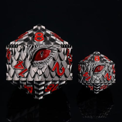 1 die Metal D20 DND Dice - Dragon Scale Metallic 20 Sided Giant Polyhedral Dice,35mm Large Dragon Eye Metal D&D Dice for Dungeons and Dragon Tabletop Game(Black Dragon Scale) - color: Black Dragon Scale