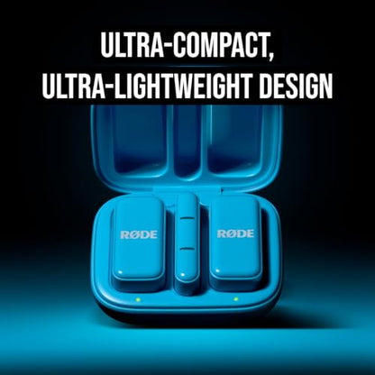 RØDE Wireless Micro - Compact Wireless Microphone, Two Mics with Charge Case for Smartphone Content Creation - USB-C, Blue | Two Ultra-Compact Clip-on Transmitters, USB-C Receiver, Charging Case, Magnetic Mounts and Furry Windscreens - color: USB-C Blue