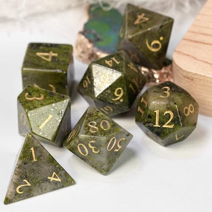 UDIXI Gemstone Dice Set D&D Chrysopal Stone DND Dice Set for Tabletop Games | Natural Stone, Premium Gift Box, DM Gift, for Dungeons and Dragons Role Playing Games - color: Chrysopal