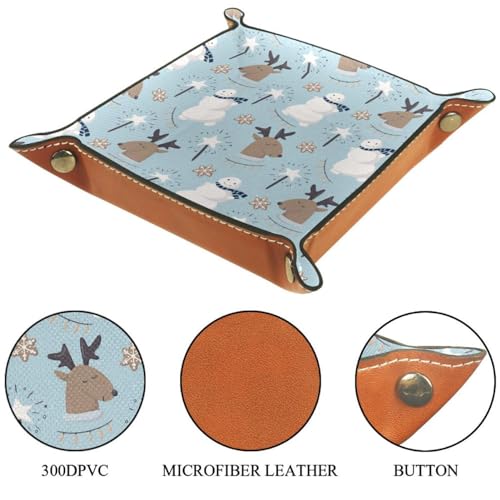 Snowman Deers Dice Tray PU Leather Dice Rolling Tray Folding Dice Holder for Dice Games, Like RPG, DND and Other Table Games - color: Multi 7