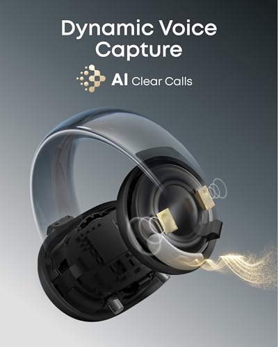 Soundcore AeroClip by Anker, Open-Ear Earbuds, Clip-On Headphones, Adaptive Comfort, Clear Calls with 4 Mics and AI, Stable Fit, 12mm Drivers for Powerful Bass, Hi-Res, Open-Ring Design | Ultra-Comfort for Running Workout, Stable, Power Bass, Hi-Res, 32H