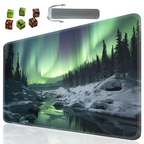 Board Game for TCG Playmat Table Mats Games Size 60X35 cm Mousepad Compatible for MTG RPG CCG Trading Card Game Play mats with 6 Dice (Playmat 139) Aurora - color: Sotw-playmats-1-139