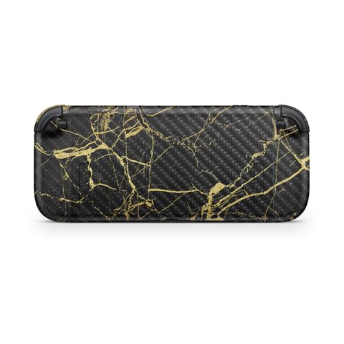 Carbon Fiber Gaming Skin Compatible with Nintendo Switch 2 Console Only - Black Gold Marble - Premium 3M Vinyl Protective Wrap Decal Cover - Easy to Apply | Crafted in The USA by MightySkins - color: Black Gold Marble, size: Switch 2 Console Skin Only, st