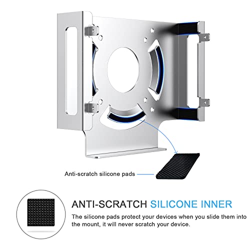 Mac mini Cooling Fan Mount, IFCASE Behind Monitor, Under Desk, Wall Mount Cooling Fan Stand for Mac mini 2010 to 2023 M2, Compatible VESA Holder with Anti-Scratch Pad (Silver) - color: Silver