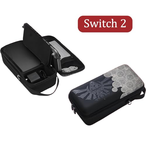 QUBAMG Switch 2 Dock Case Compatible with Nintendo Switch 2（2025）, Fit Joy-Con,AC Adapter, Adjustable Stand & Game Cartridges,Portable Travel Case with Zipper Hard Shell for Switch Console Pro - color: Switch 2 Black 3