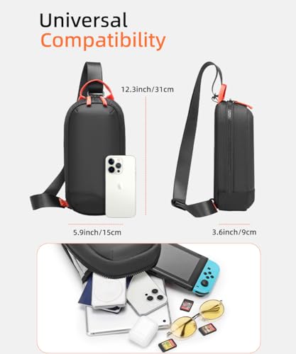 GYakeog Sling Crossbody Bag Compatible with Nintendo Switch 2, Protective Case Chest Travel Carrying Gaming Pouch with 8 Game Cartridges Slots