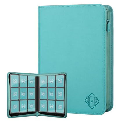 Trading Card Binder with 9 Side Loading Pocket Card Album Hold Up to 540 Cards PU Card Collection Binder, Collectible Albums Card Folder for MTG, TCG, Sports Cards（9-Cyan） - color: 9-Cyan