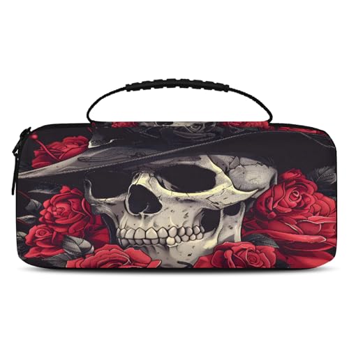 Adornori Skull Carry Case Compatible with Nintendo Switch 2, with 20 Games Cartridges, Floral Gothic Portable Travel Carrying Case Pouch for Accessories & Games - color: Multicolor 3