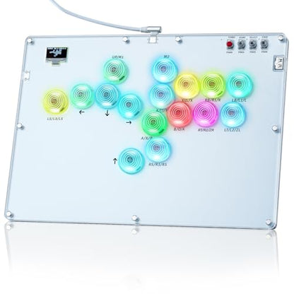 TiMOVO Arcade Stick Leverless 16 Key All-Button Controller | Turbo Function, Custom RGB, for Switch/PC/PS4/PS3/Steam Deck, Hot Swap, SOCD - color: White