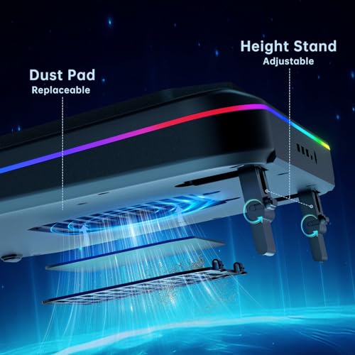 Gaming Laptop Cooling Pad with 3500RPM Powerful Turbofan, RGB Laptop Cooler Stand with 3 USB Ports, Ergonomic Adjustable Height Laptop Fan for 12-19 Inch Notebooks, Office & Gaming