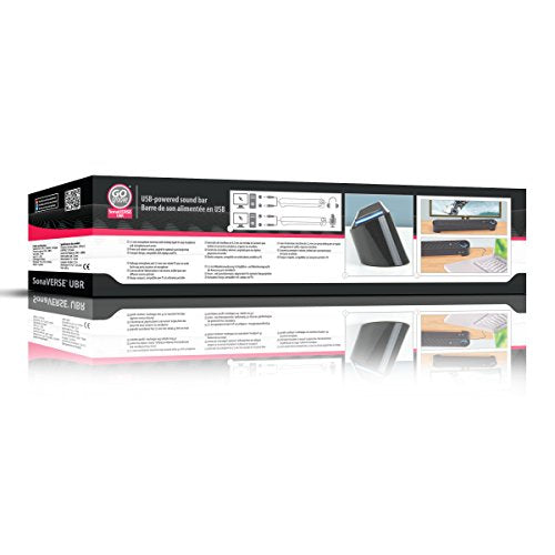 GOgroove Computer Speaker Mini Soundbar - USB Powered PC Sound Bar with Easy Setup Wired AUX, Stereo Audio, Microphone Port, Volume Control Knob, Under Monitor Design for Desktop (Blackout) - color: Blackout