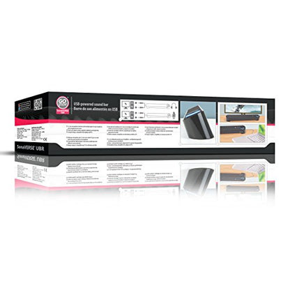 GOgroove Computer Speaker Mini Soundbar - USB Powered PC Sound Bar with Easy Setup Wired AUX, Stereo Audio, Microphone Port, Volume Control Knob, Under Monitor Design for Desktop (Blackout) - color: Blackout