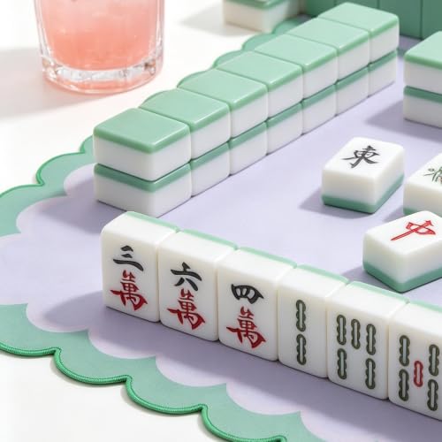 Mahjong Mat for Table 31.25"x31.25" - Anti-Slip American Mahjong Mat with Carrying Bag, Dice & Wind Indicator, Noise-Reducing Table Cover for Mahjong Poker Board Games, Light Blue - color: Light Blue