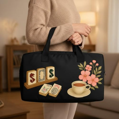 American Mahjong Set Complete, Full Game with 166 Mahjong Tiles, Mahjong Racks with Pushers, Instructions, Dice, Chips, Wind Indicator & Mahjong Accessories in Bag (Blossom Brew Tiles) - color: Blossom Brew Tiles