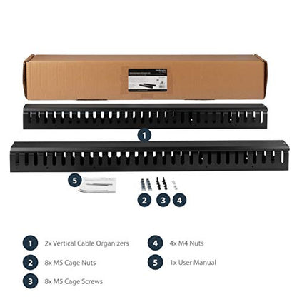 StarTech 40U Vertical Cable Manager, Finger Ducts, 2-Pack 3ft (CMVER40UF) | 2-pack 20U vertical cable organizer panels, Rack-mount cable raceway, Finger ducts, 2x 3ft (91cm) wire organizers, 19in rack - style: 40 U | Vertical